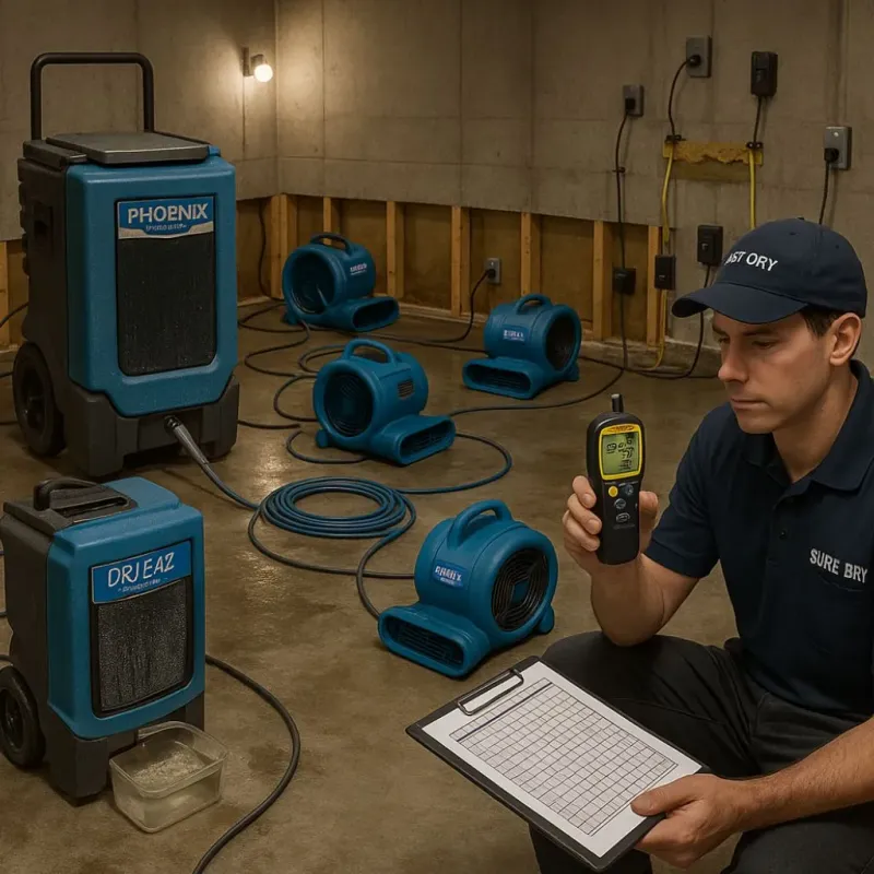 Structural Drying and Dehumidification process in Caddo Mills, TX